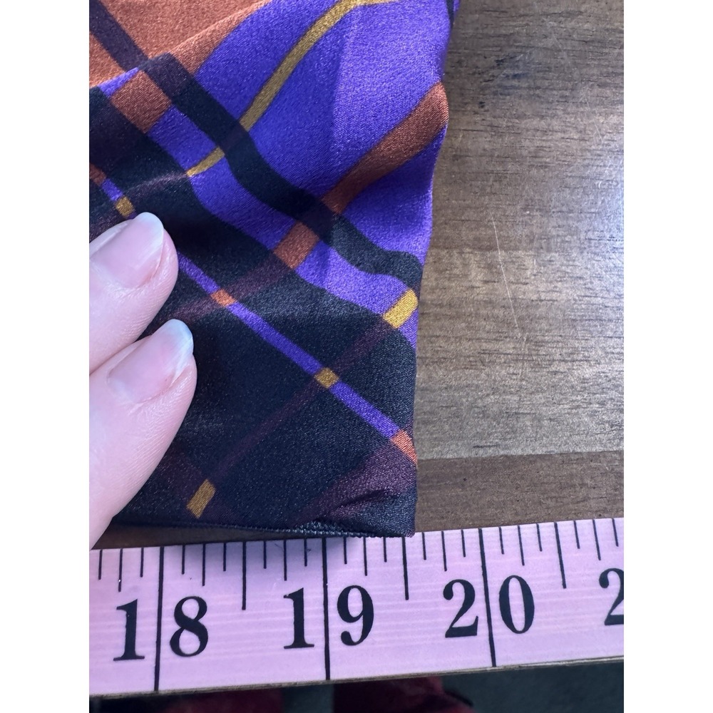 Whimsigoth Plaid Bias Cut Midi Skirt Satin Womens XL Purple Rust Twee Academia - Picture 6 of 8